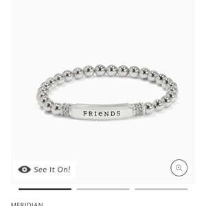 NWT: Brighton Meridian Silver Friends Petite Stretch Bracelet Dust Bag